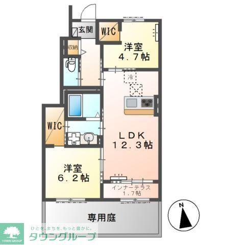 松戸市西馬橋相川町アパート(2LDK/1階)の間取り写真