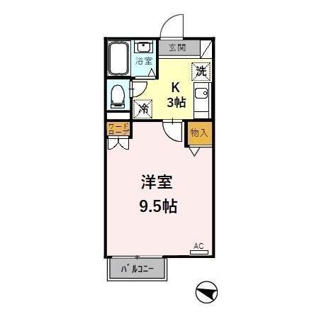プレジール・クレスト(1K/1階)の間取り写真