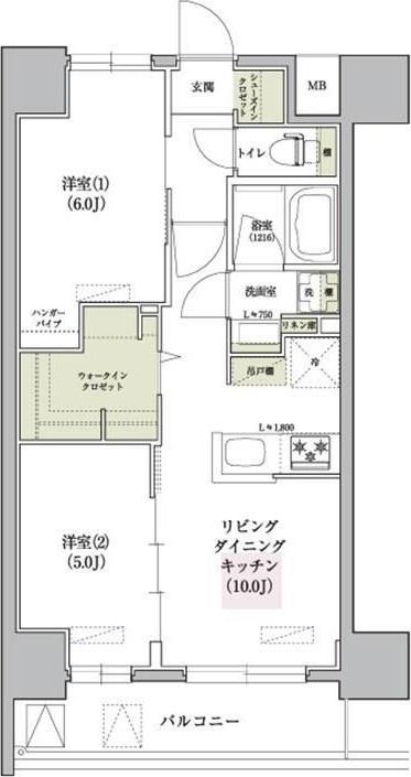 アーバネックス南森町ウエスト(2LDK/14階)の間取り写真