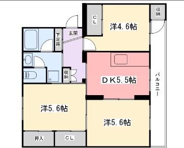 インタービレッジ梅ヶ谷(3DK/2階)の間取り写真