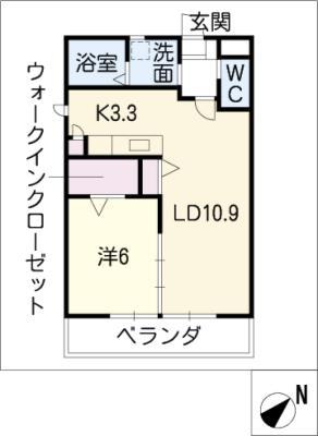 サンライズ宮(1LDK/3階)の間取り写真