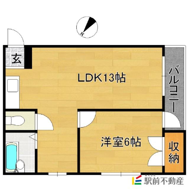 Sハウス(1LDK/3階)の間取り写真