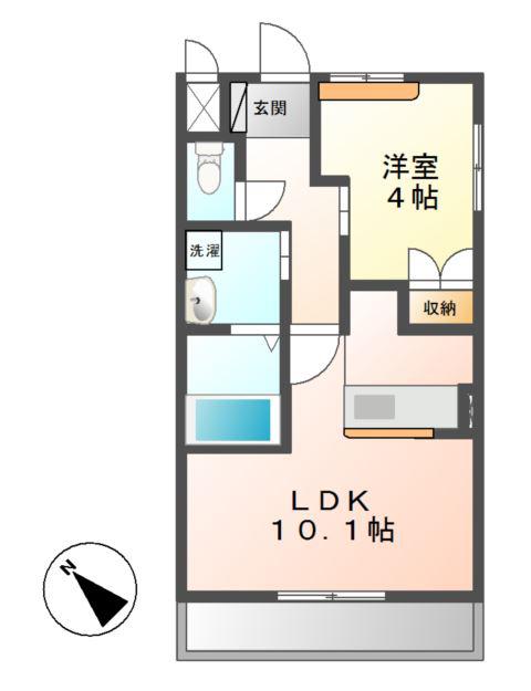 フローラ(1LDK/2階)の間取り写真