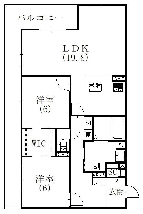 D.P. パークヒルズ(2LDK/1階)の間取り写真
