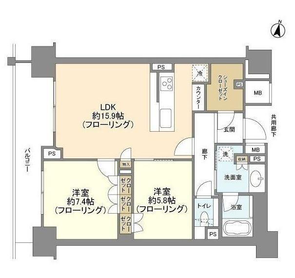 ブランズ渋谷常盤松(2LDK/6階)の間取り写真