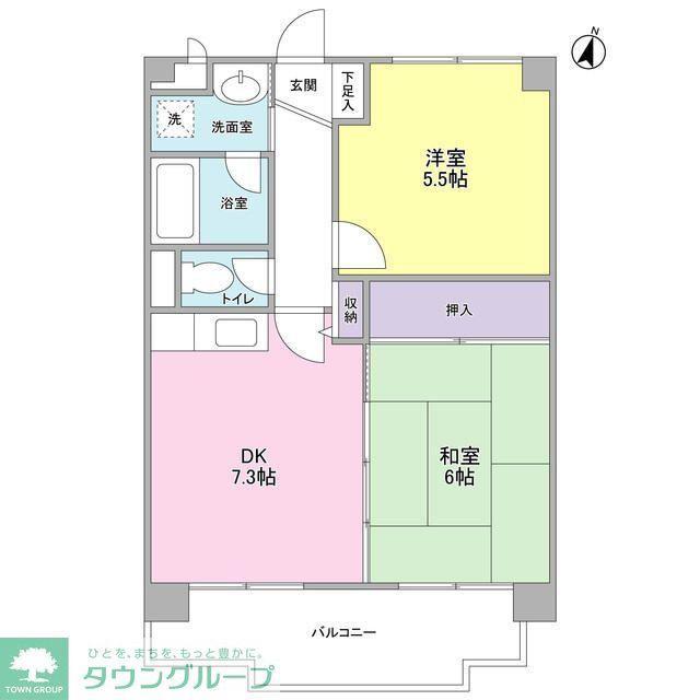 サンコール青葉台(2DK/2階)の間取り写真