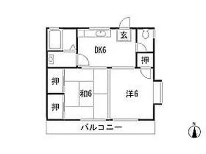 ラベンダーハイツ(2DK/1階)の間取り写真