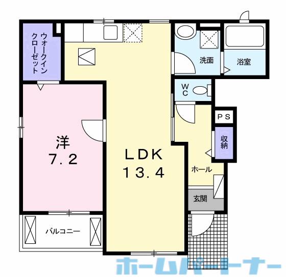 イースト・フラワー(1LDK/1階)の間取り写真