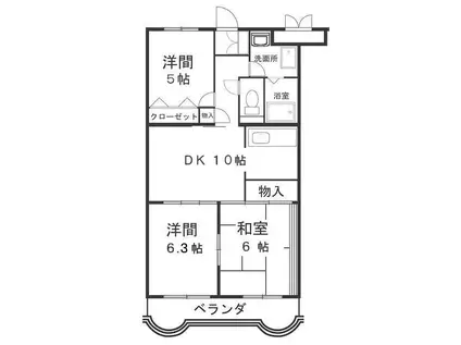 ローズヴィレッヂ(3DK/4階)の間取り写真