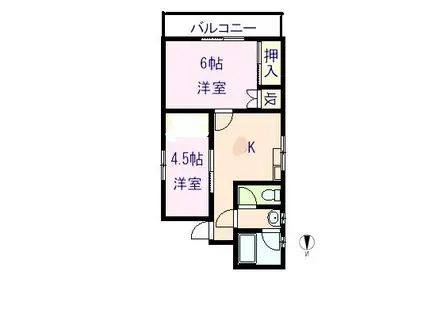 福田ビル(2K/3階)の間取り写真