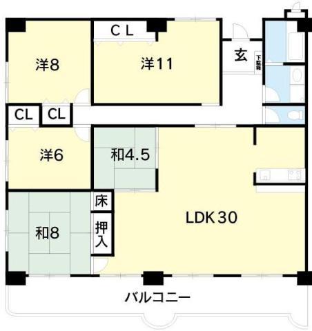 コウアロイヤル佐古(5LDK/7階)の間取り写真