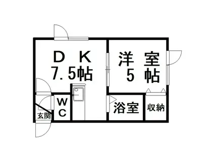 ひまわりハイツ昭和(1DK/1階)の間取り写真