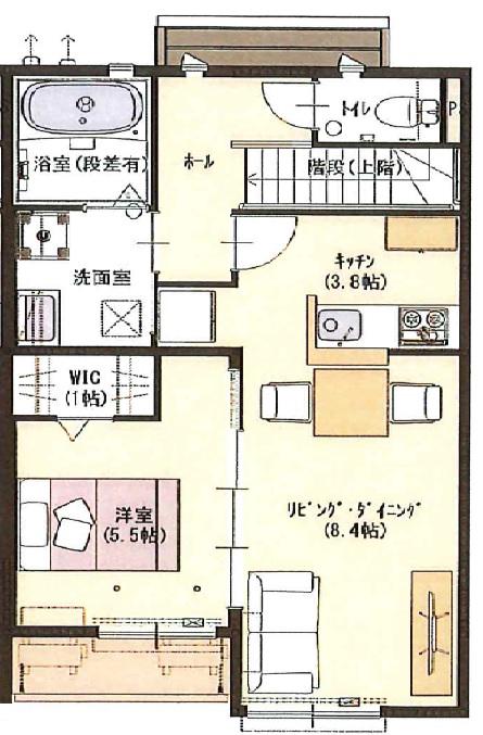 リバーコート剱(1LDK/2階)の間取り写真