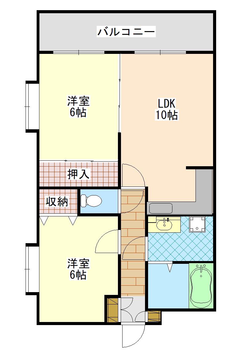 グリーンパレス未来(2LDK/2階)の間取り写真