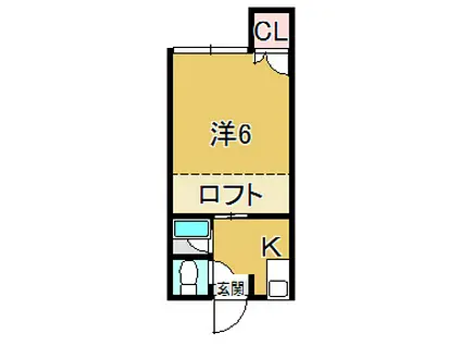 クリスタルコーポ(1SK/1階)の間取り写真