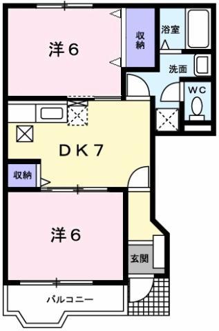 シャンゼリゼ弐番館(2DK/1階)の間取り写真