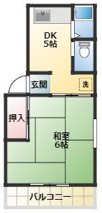岡本ハイツ(1DK/2階)の間取り写真