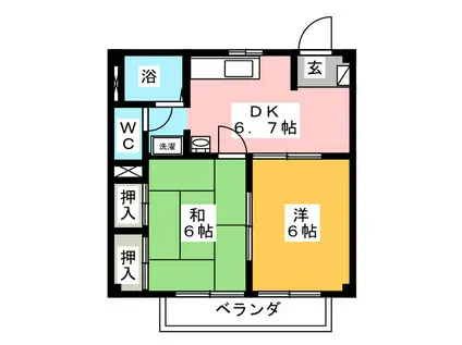 サンコーポ三園(2DK/2階)の間取り写真