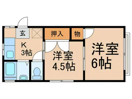 第一のくぼハイツ(2K/2階)の間取り写真