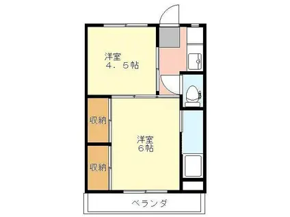 オーランドコート 2号棟(2K/3階)の間取り写真