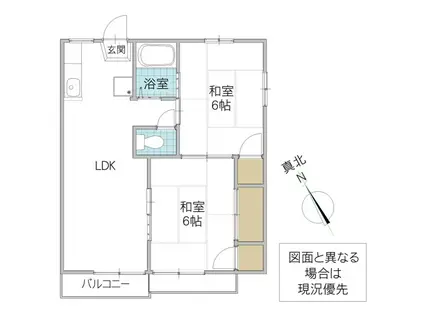 ホワイトビレッジ C棟(2LDK/2階)の間取り写真