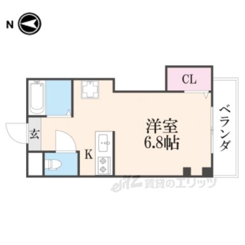 メゾン東大津(1K/4階)の間取り写真