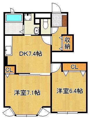 パエーゼ(2DK/1階)の間取り写真