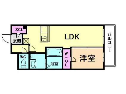 レジュールアッシュ塚本レジデンス(1LDK/9階)の間取り写真