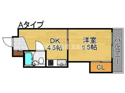 ギャレ住之江(1DK/6階)の間取り写真