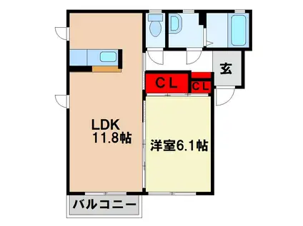 シャーメゾン大崎(1LDK/2階)の間取り写真