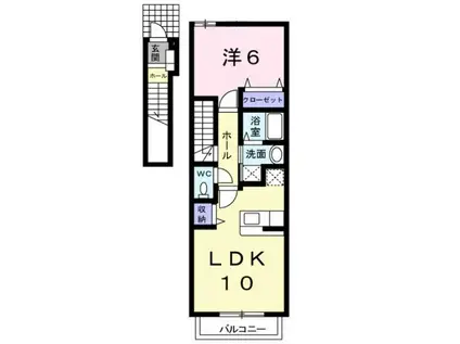 オリエント中島A(1LDK/2階)の間取り写真