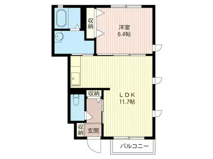 リバティクレール(1LDK/1階)の間取り写真