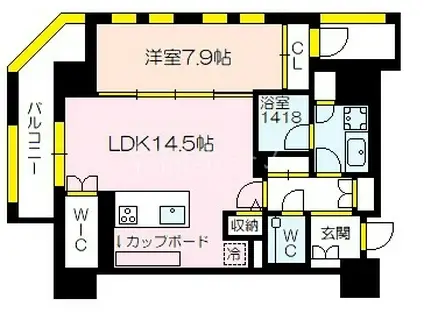 THE WEAVE MINAMI SENBA(1LDK/4階)の間取り写真