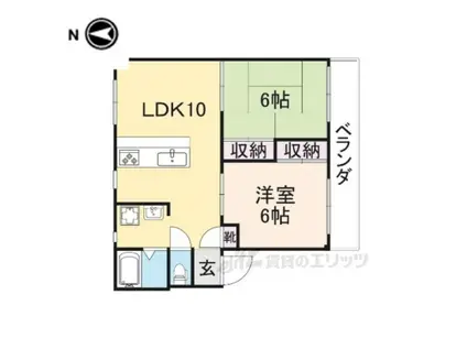 エスポワール平方(2DK/3階)の間取り写真