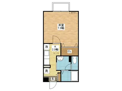 ビューコーポHARUIII(1K/1階)の間取り写真