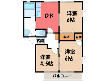 フォンティーヌA(3DK/1階)の間取り写真