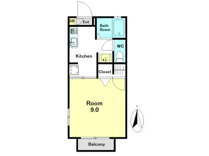 ドミールジュネス(1K/1階)の間取り写真