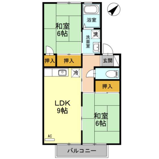 アメニティー中川(2DK/2階)の間取り写真