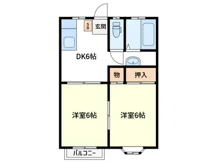 ファミーユレミカ(2DK/2階)の間取り写真