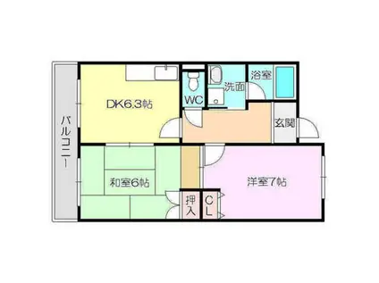 エスメラード・ヒコ(2DK/2階)の間取り写真