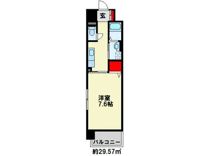 グランドール到津フォレスト(1K/4階)の間取り写真