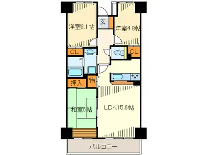 ピピアめふⅡ(3LDK/8階)の間取り写真