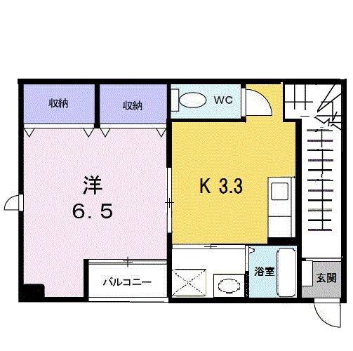 ソレイユK(1K/2階)の間取り写真