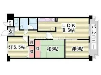 プリオーレ神戸山ノ手(3LDK/1階)の間取り写真