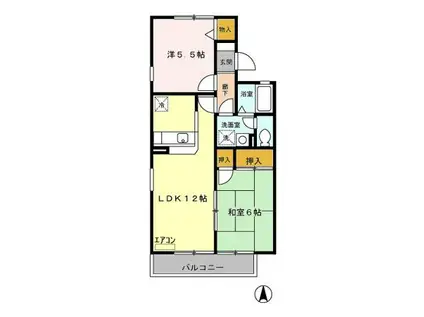 スクウェアガーデン II(2LDK/1階)の間取り写真