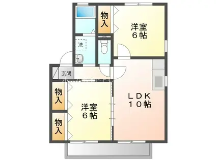 オーチャードタウンC棟(2LDK/1階)の間取り写真
