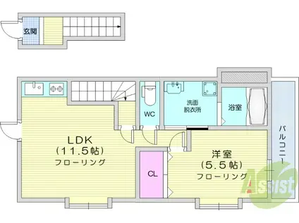 サクセス黒松(1LDK/2階)の間取り写真