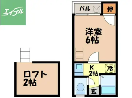 クィーンパレス坂本(1K/2階)の間取り写真