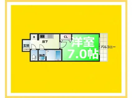 スプランディット難波ウエスト(1K/11階)の間取り写真