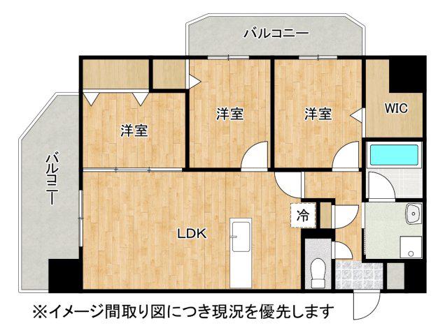 AXIA WILL帯山(3LDK/3階)の間取り写真